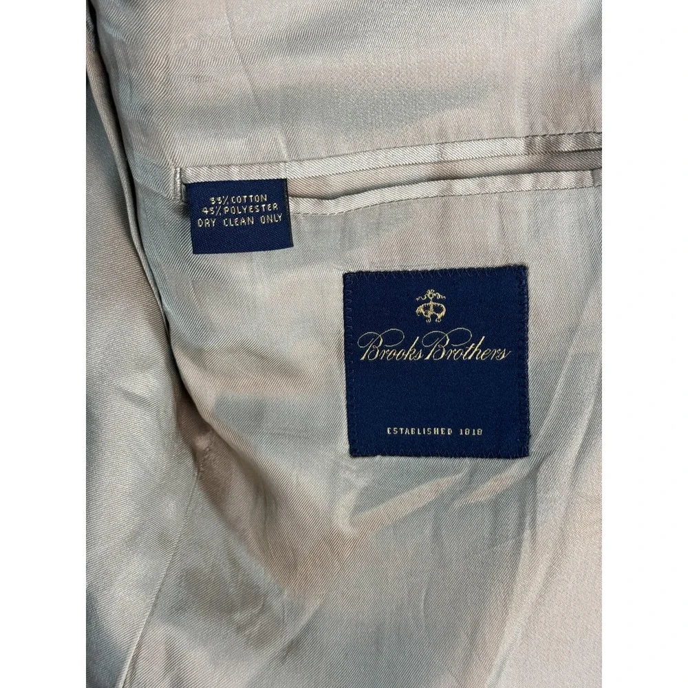 Brooks Brothers Blazer Mens 42R Beige Cotton Blend Two Button Jacket Casual
